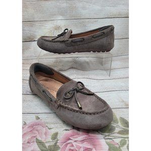 Vionic Women’s Nubuck Loafers Virginia Taupe Leather Suede Boat Shoes Size 5